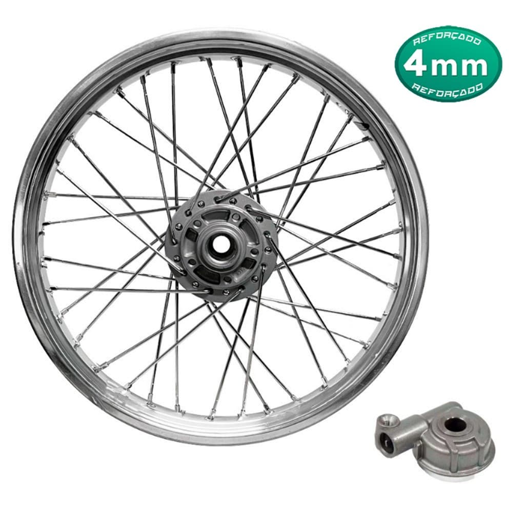 Roda Cromada Dianteira Modelo Original Titan 125 2000/2004 Esd Raio 4mm Disco + Caracol Velocímetro