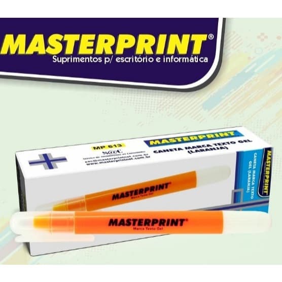 CANETA MARCA TEXTO GEL LARANJA MASTERPRINT MP613 CAIXA 06