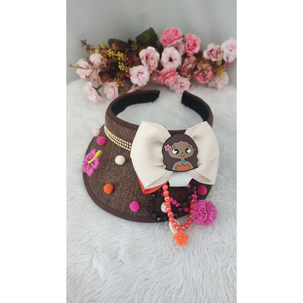 viseira infantil personalizada moana viseira infantil laço moana