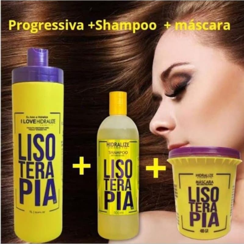 Kit Progressiva Orgânica Sem Formol+ Shampoo Anti- Resíduos 500 ML + Máscara  Lisoterapia 400ML