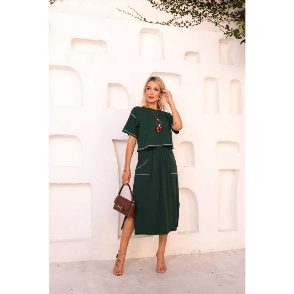 Conjunto moda evangélica saia e blusa