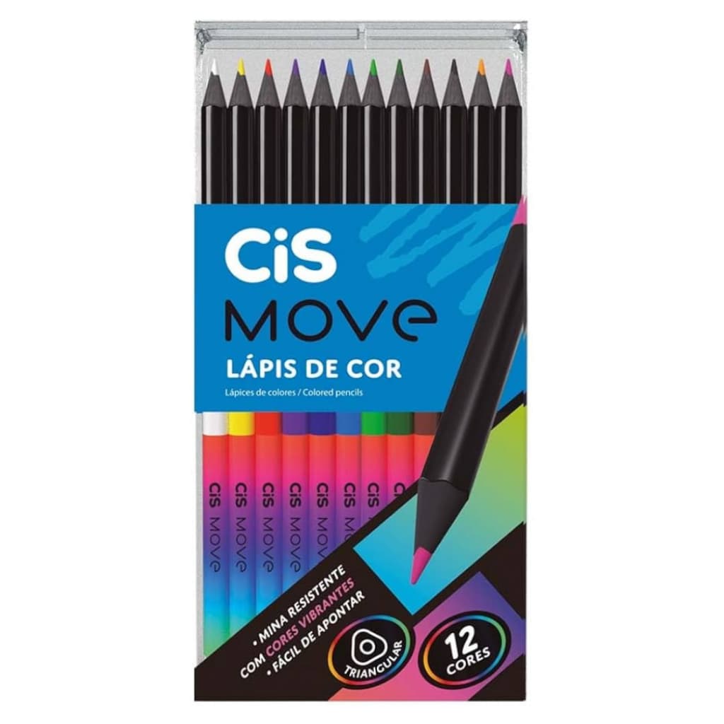 Lápis De Cor Cis Move Triangular  -  Estojo Com 12 Cores - Cis
