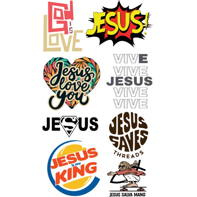 8 Estampas DTF Gospel Cristã alta resolucao para camiseta *pode-se aplicar com ferro de passar