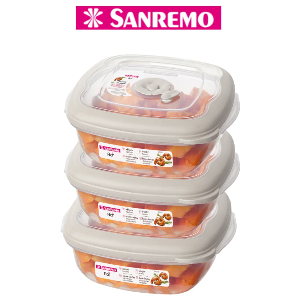 Kit 3 Potes Marmita Com Válvula Hermético Sanremo