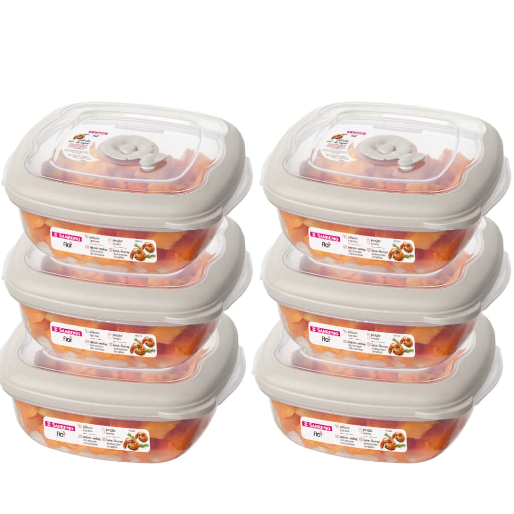 Kit 6 Potes Para Alimentos Marmita Hermético Com Válvula Para Micro Ondas Sanremo