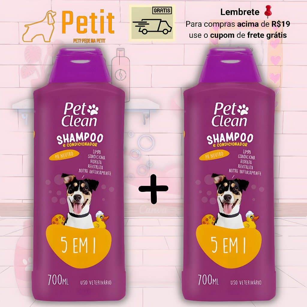 Kit 1 ou 2 Shampoo e Condicionador Cachorro e Gato Pet Clean - 700 ml