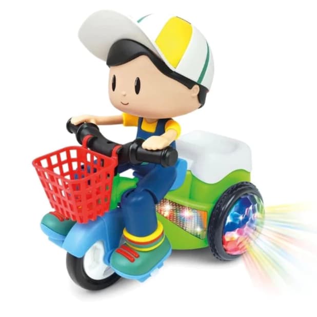 Brinquedo Motoqueiro Triciclo Empina e Gira 360°