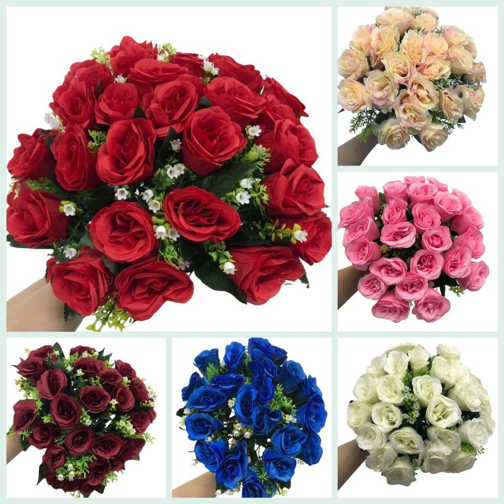 Buque de Rosas c/24 Flor Artificial Enfeite Decoracao
