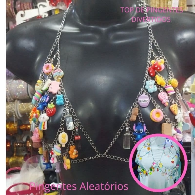 Top Cropped de pingentes miçangas ideal pra carnaval/ cropped de miçangas/cropped de carnaval