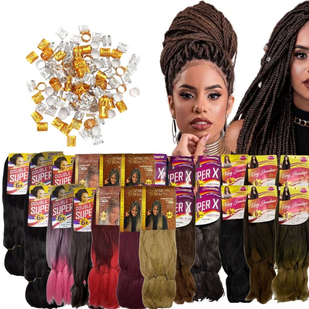 Kit 50 unidades jumbo Hiper x, super x, king jumbão, African Kanekalon