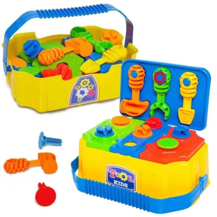 Kit Maleta De Ferramentas Infantil Com Bancada Brinquedo Educativo Para Bebês A Partir De 1 Ano Estimula Imaginação