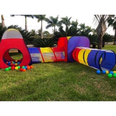 Toca Túnel 4 Em 1 Colorida Tenda Barraca Infantil Cabana Top