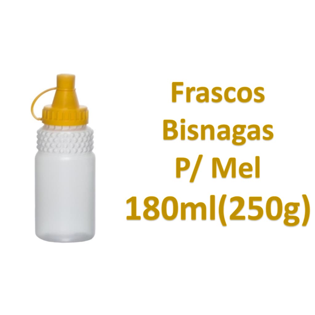 Frascos Bisnaga Para Mel 180ml (250g) Com Tampa Lacre Dosadora Amarela