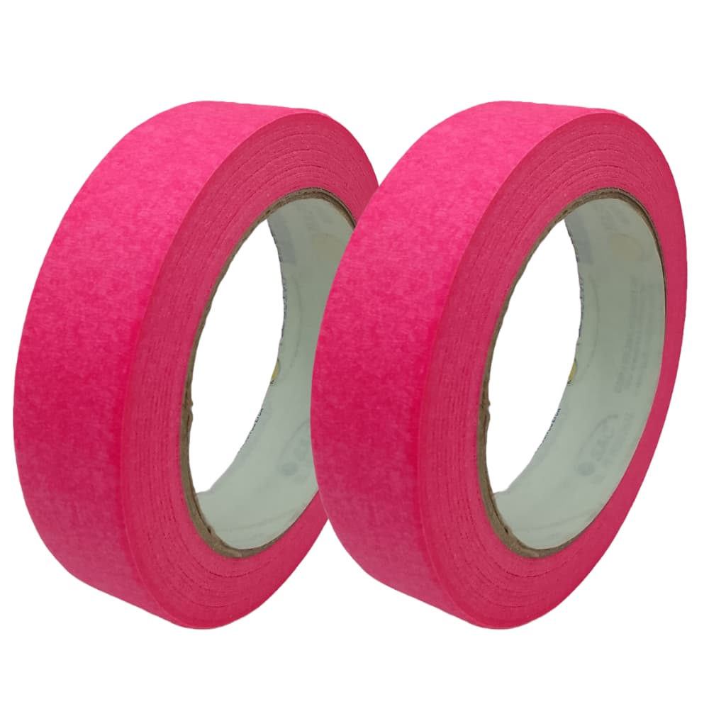 Fita Crepe Adesiva Média 24mm x 50m Cor Rosa Fluorescente 2 Unidades