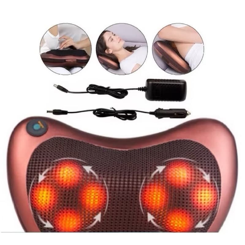 Massageador 8 Bolas Shiatsu Lombar Pescoço Veicular E Casa Almofada Lombar Pescoço Pés 110-220V