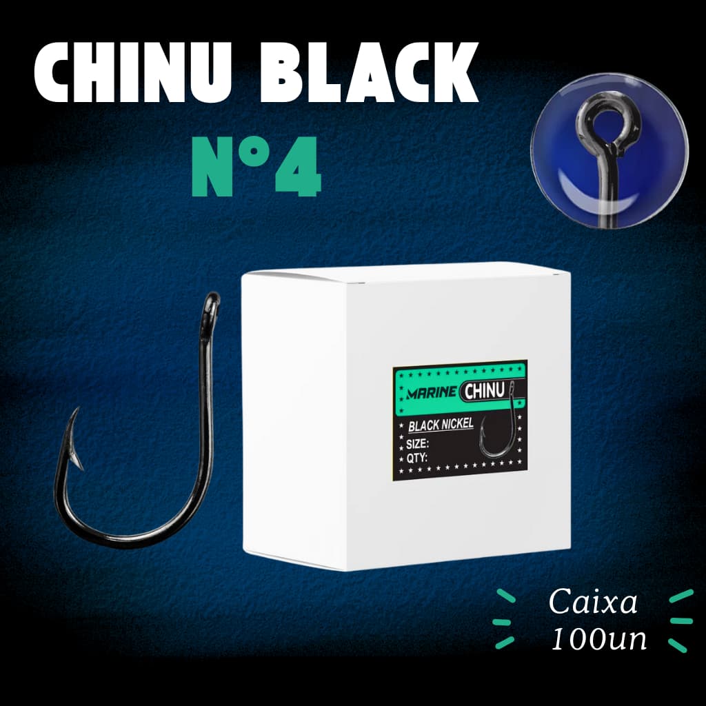 Anzol Chinu Black nº4 Caixa 100un Marine Sports Anzóis Pesca Tucunaré Dourado Traíra Pacu Resistente