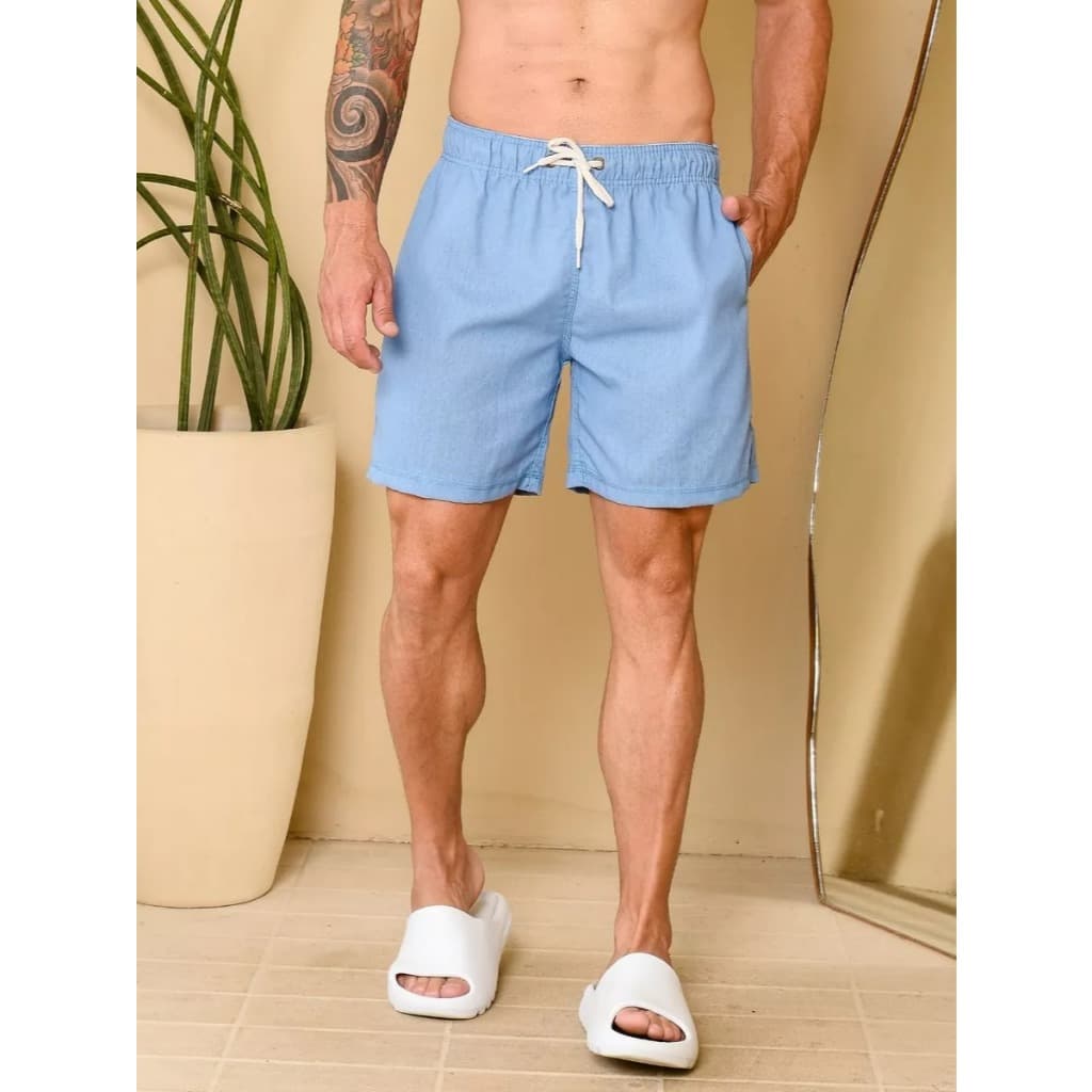 Short masculino Linho modelo casual confortável moda praia mauricinho
