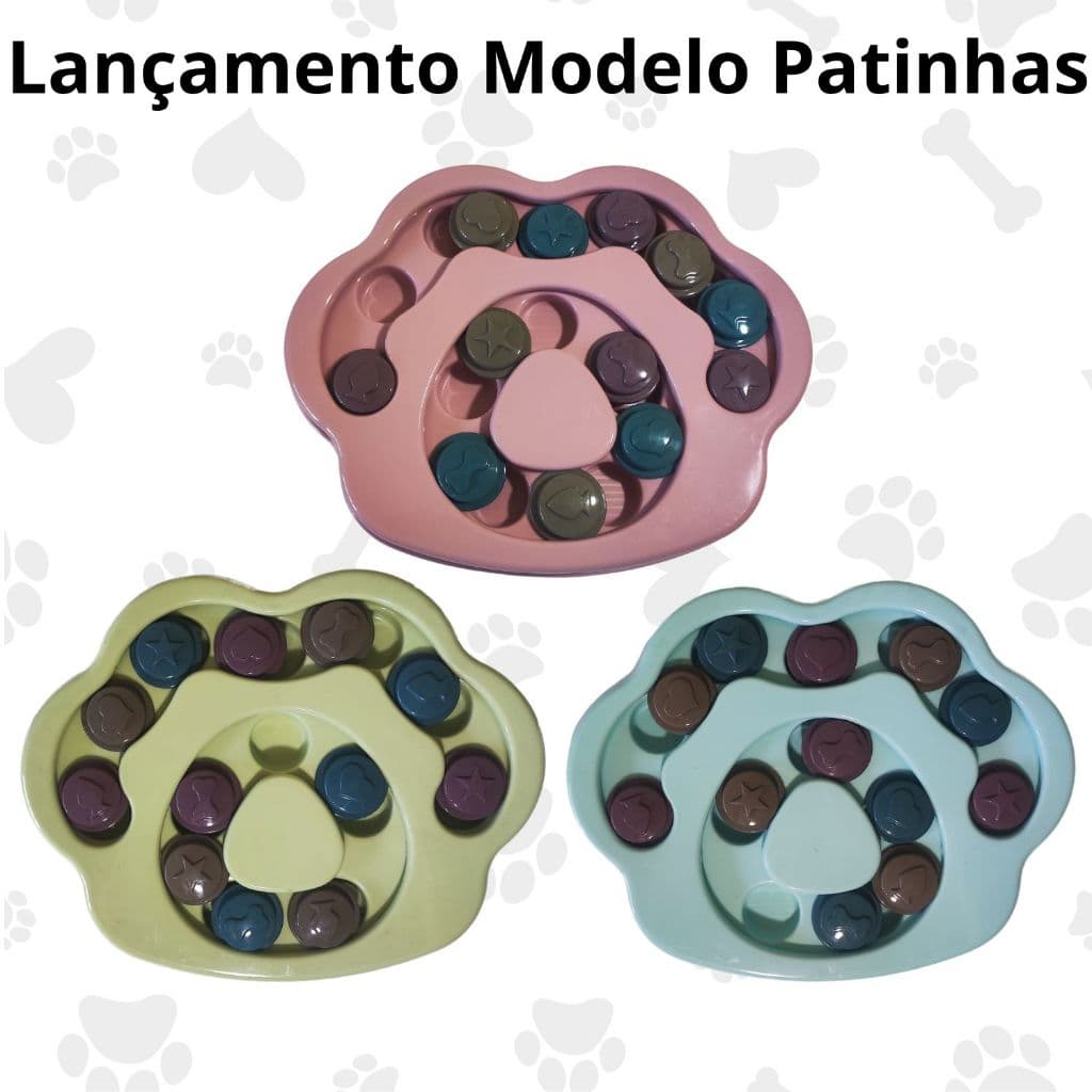 Comedouro Interativo Lento para Cachorro Brinquedo Pet Porta Petisco Puzzle Jogo Divertido Patinha