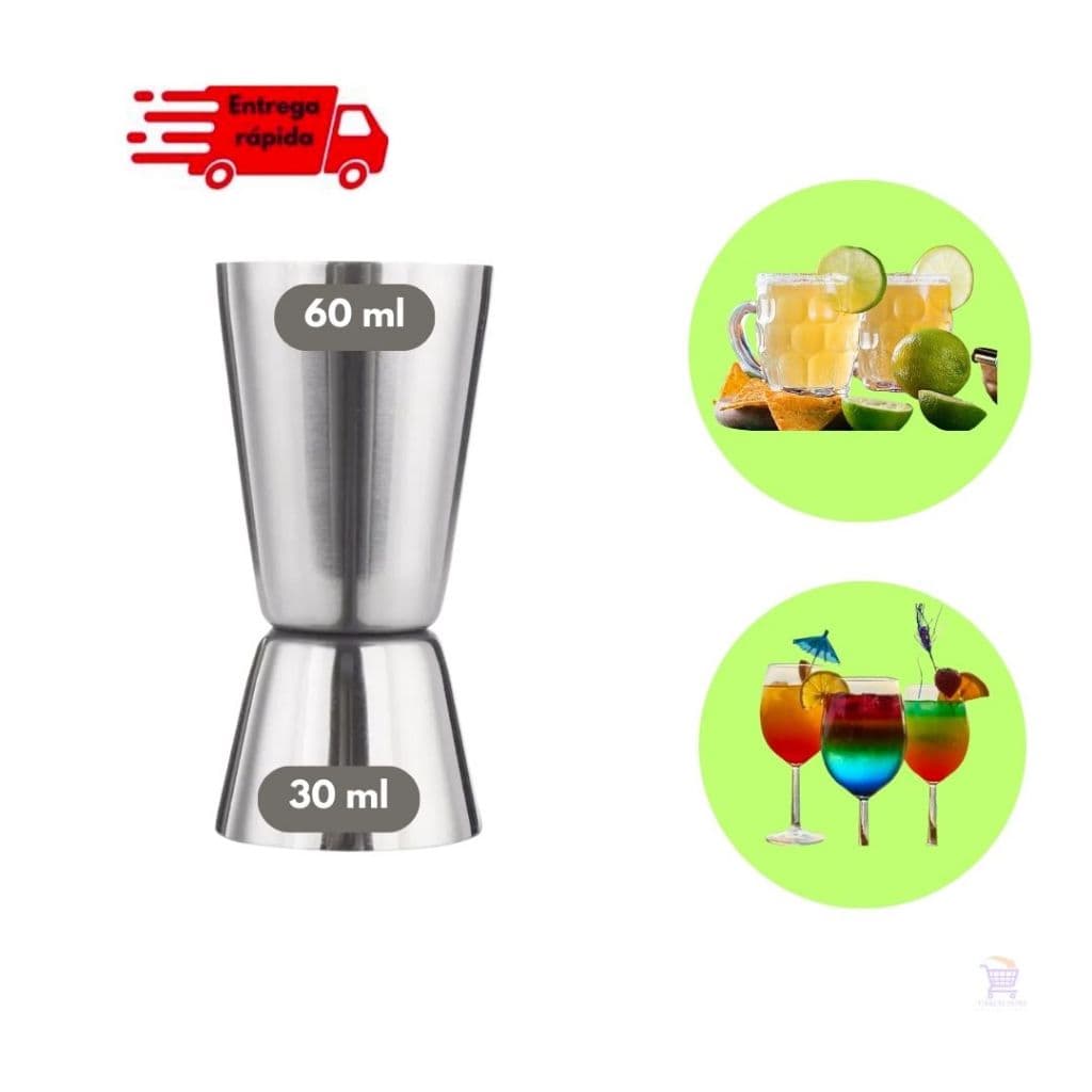 Dosador Duplo 30/60 Ml Inox Alta Qualidade Brilho Para Bebidas Whisky Drinks Bares Festas