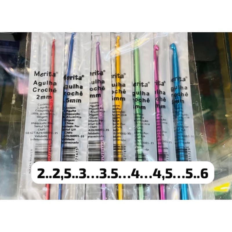 kit com 7 agulhas crochet  metal