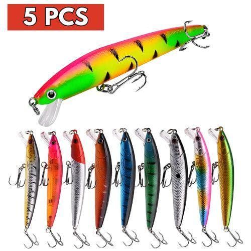 Kit 5 Pças Iscas biônicas artificiais Conjunto Mini Minnow flutuante