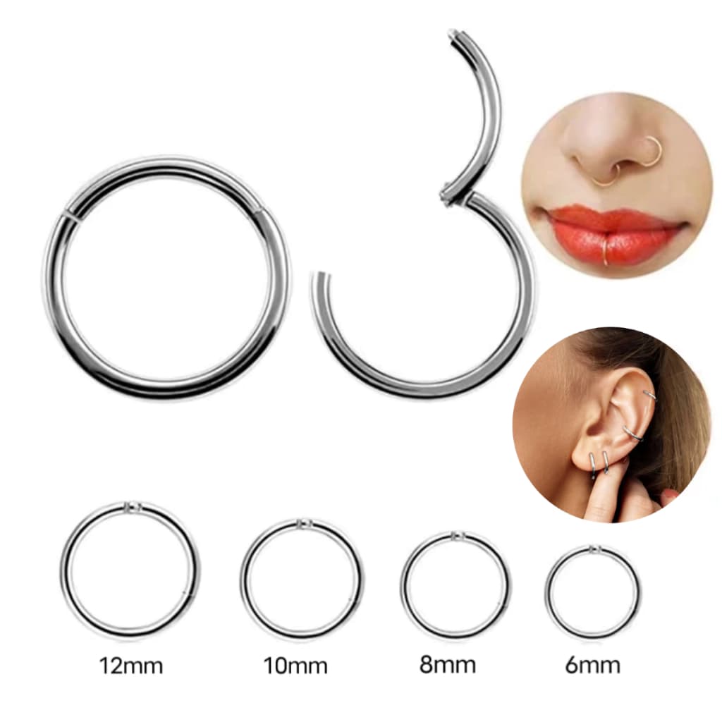 Piercing Argola Lisa Articulada Aço Fecho Click Resistente Articulado