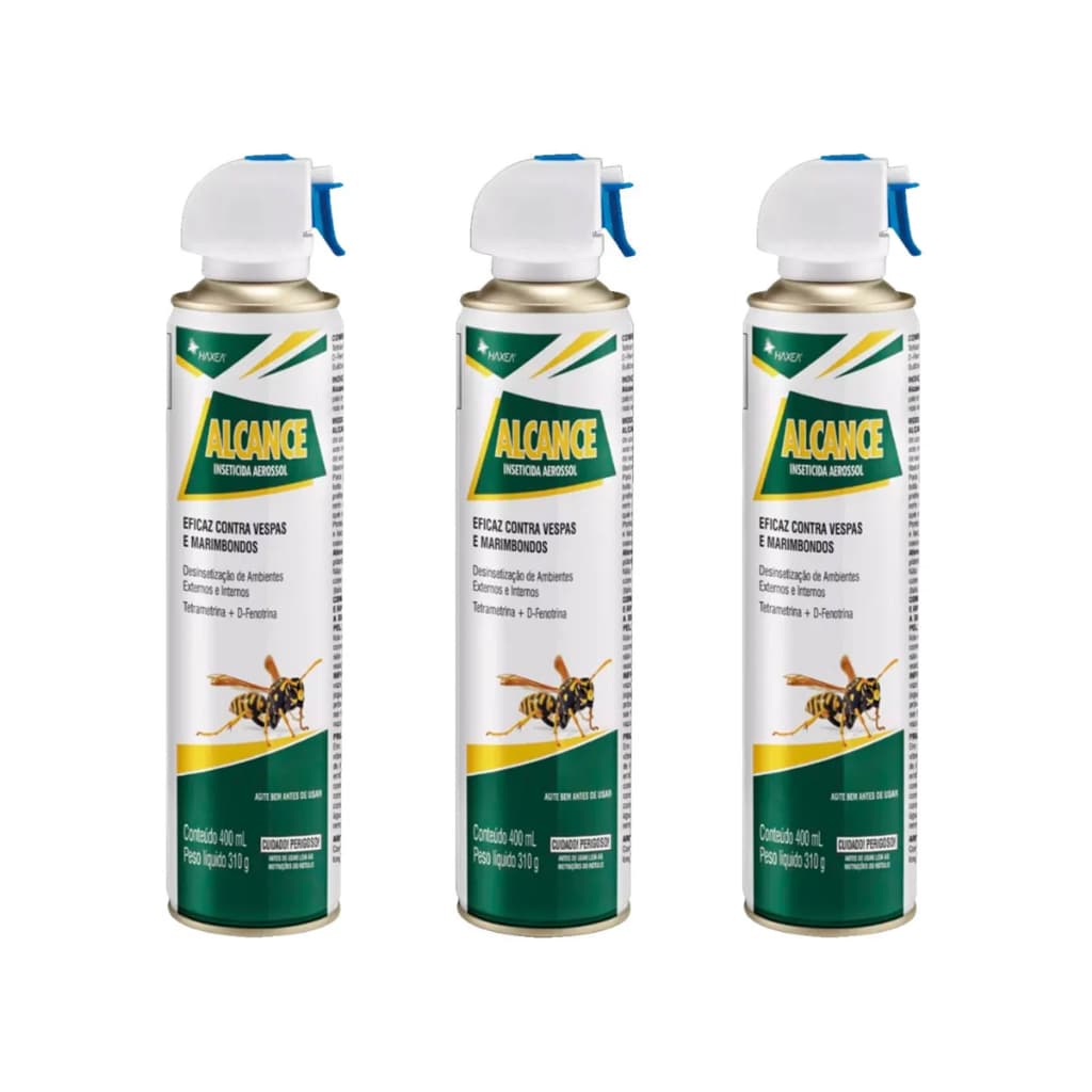 Alcance Insetos Mata Vespa Marimbondo Mamangava 400ml - Kit Com 3 undidades
