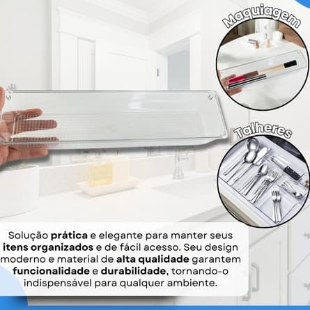 Kit 10 Organizador Gavetas Armários Transparente Multiuso Porta Acessório Pinceis Cozinha Maquiagem