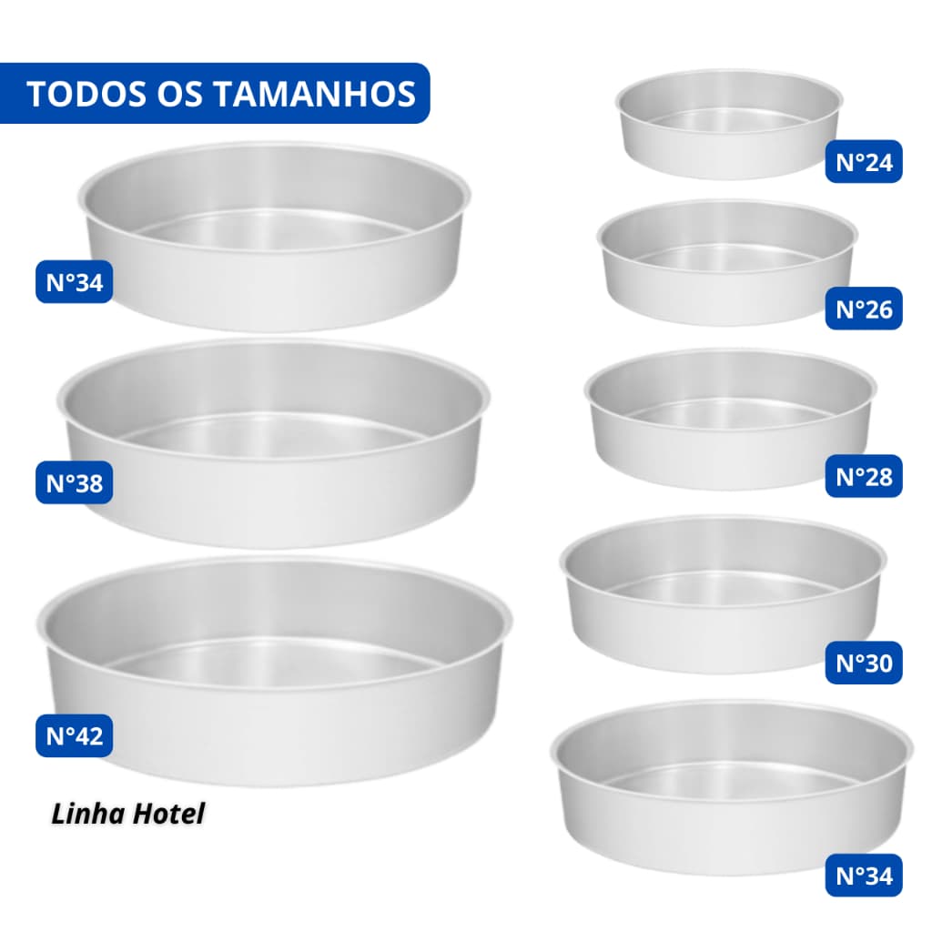 Assadeiras Redondas - Bolo Torta - Multiuso - Todos os Tamanhos - ALUMIC