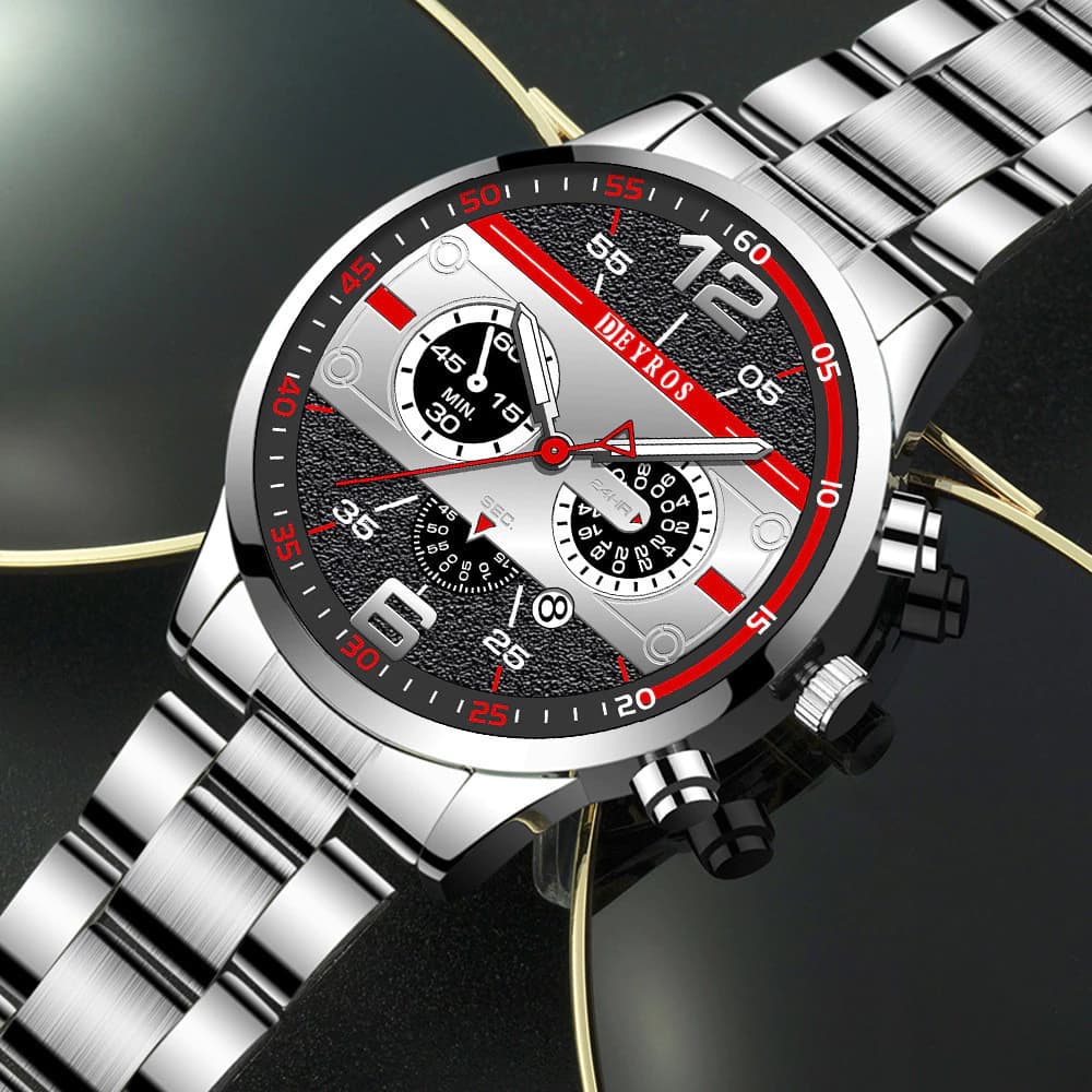 Relógio Masculino Conjunto Novo Estilo Original Relógio De Quartzo Masculino pulseira de aço prata