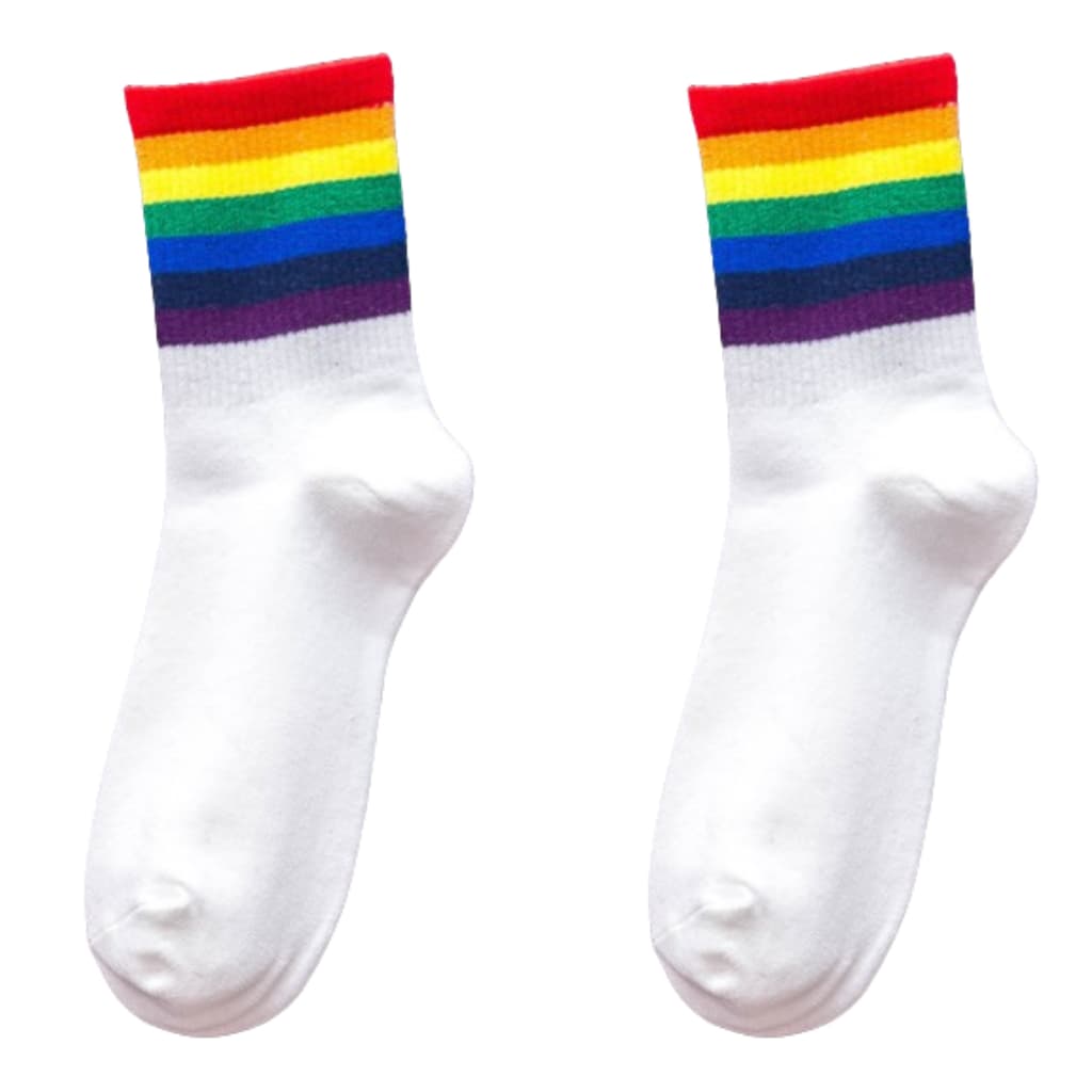 Kit Meia Lgbt Cano Alto Longo Academia Orgulho Arco Iris