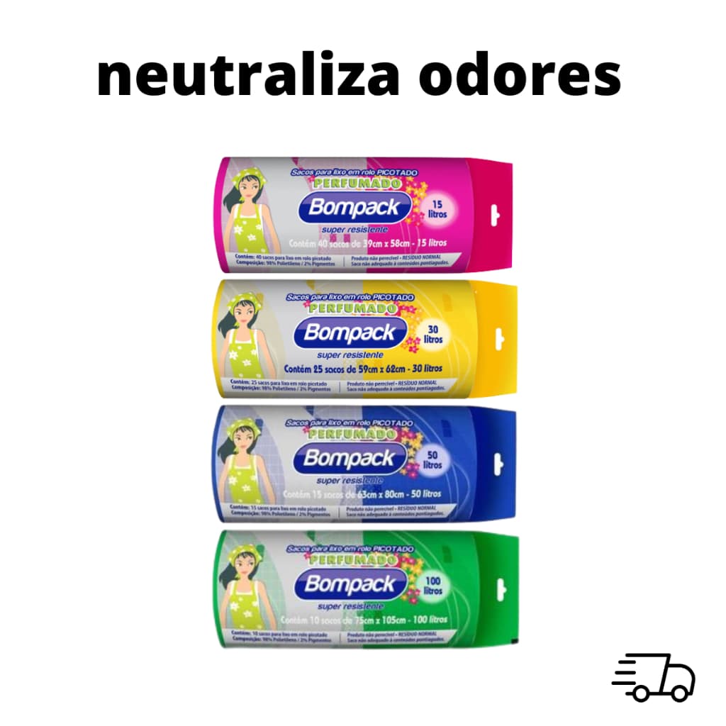 Saco de Lixo Perfumado Azul Super Resistente Anti Odores Cozinha Banheiro