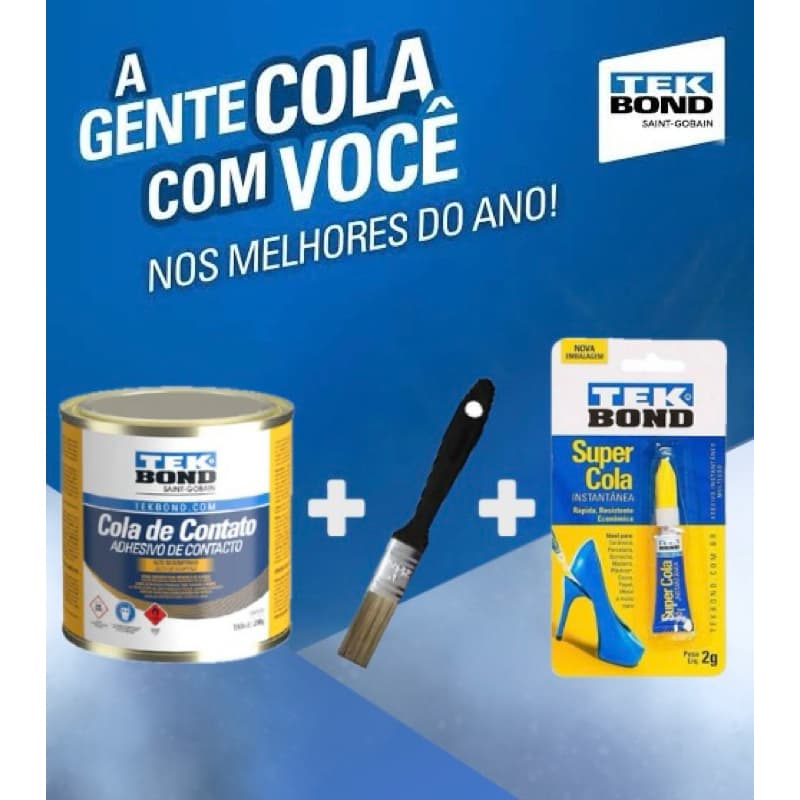 Kit Cola de Sapateiro Tekbond, Pincel e Supercola Original