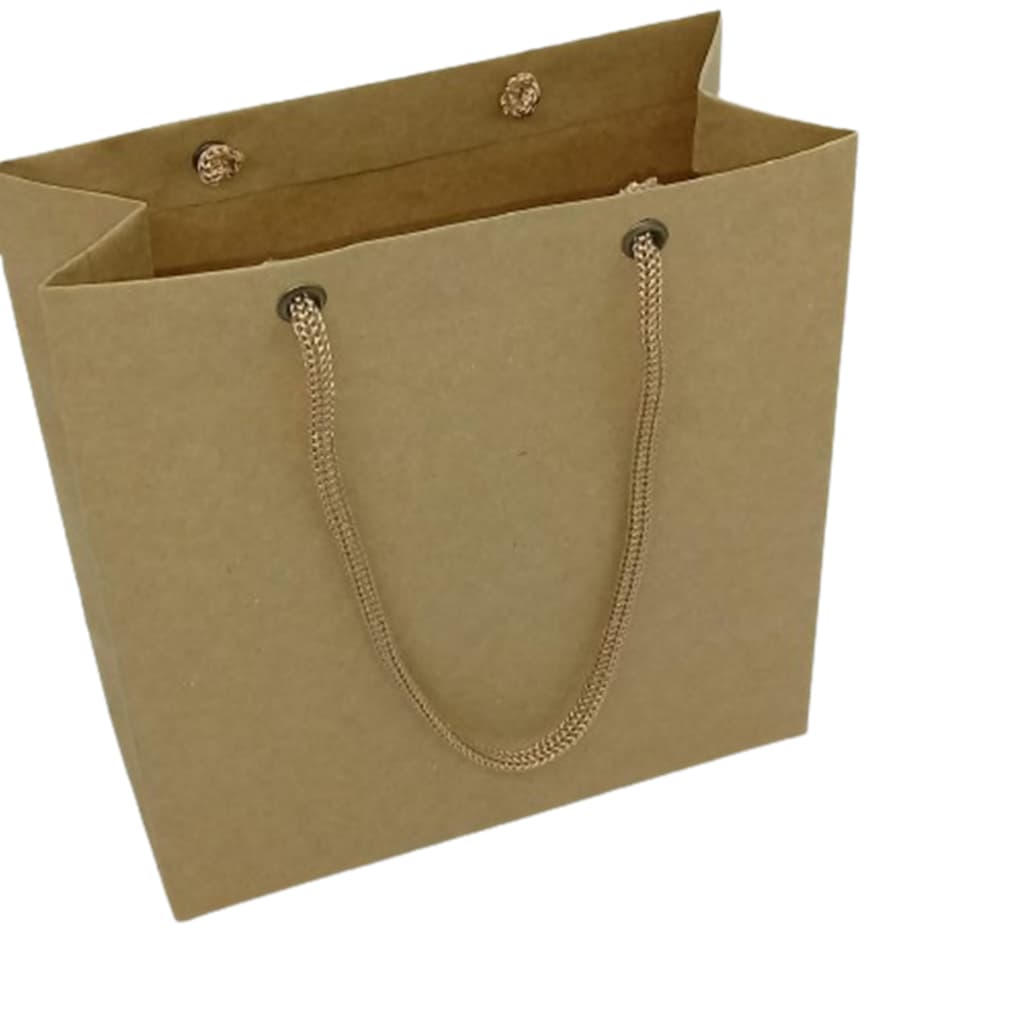 Sacola para Presente , festas , lojas , Brindes = Papel Kraft 110 gr. Com ilhós = 16 x 16 x 7 - Kit com 60 unidades