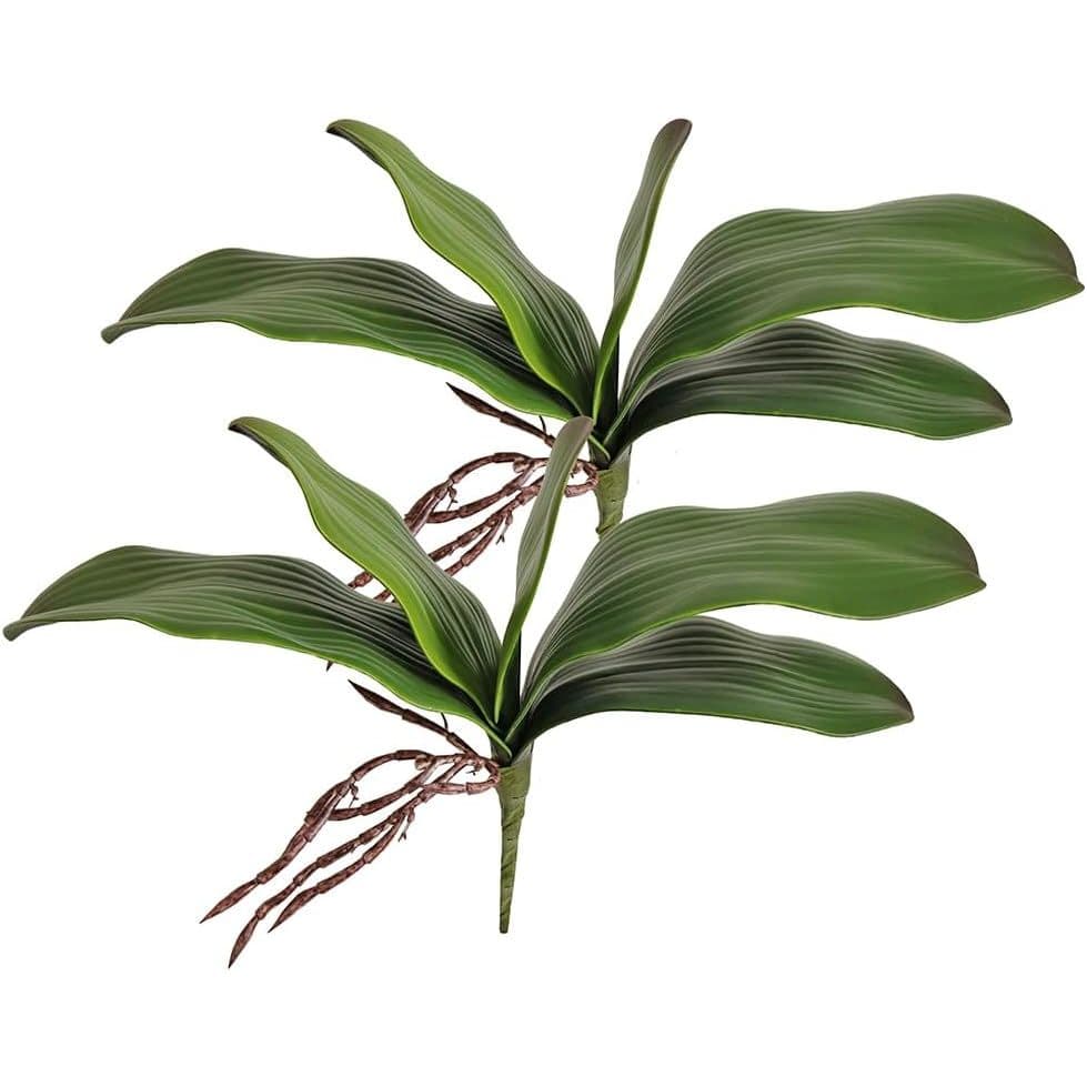Kit com 2 folhas verde artificiais folhagem de orquideas 21cm decoração de casa e arranjos florais plantas permanente