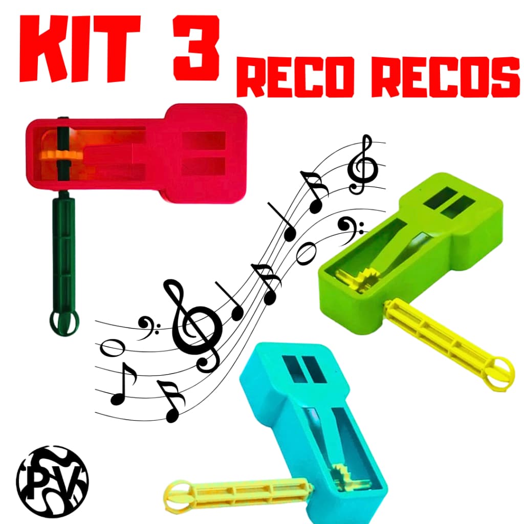 Kit 3 Reco Recos Instrumento Musical Brinquedo Infantil Lembrancinha BRINQUEDO DE GIRAR carnaval