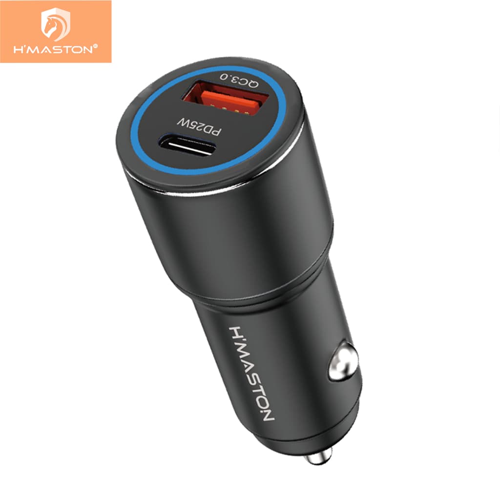 H'maston L06L 45W Carregador  para Celular Veicular Carro Fonte 2 entradas USB Turbo Rápido