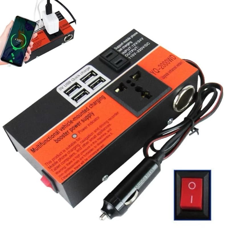 Inversor de carro 200W potência de pico multifuncional automotivo 12 V a 220v inversores