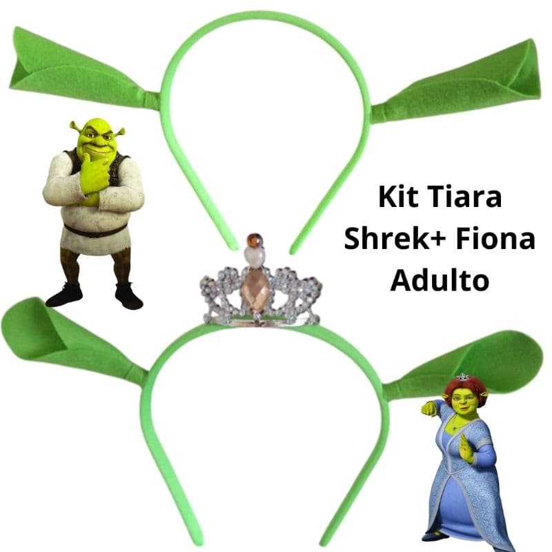 Kit Tiara Shrek adulto + Tiara Fiona Adulto – Fantasia Casal /Cosplay - Kit Arco Sherek + Fiona coroa