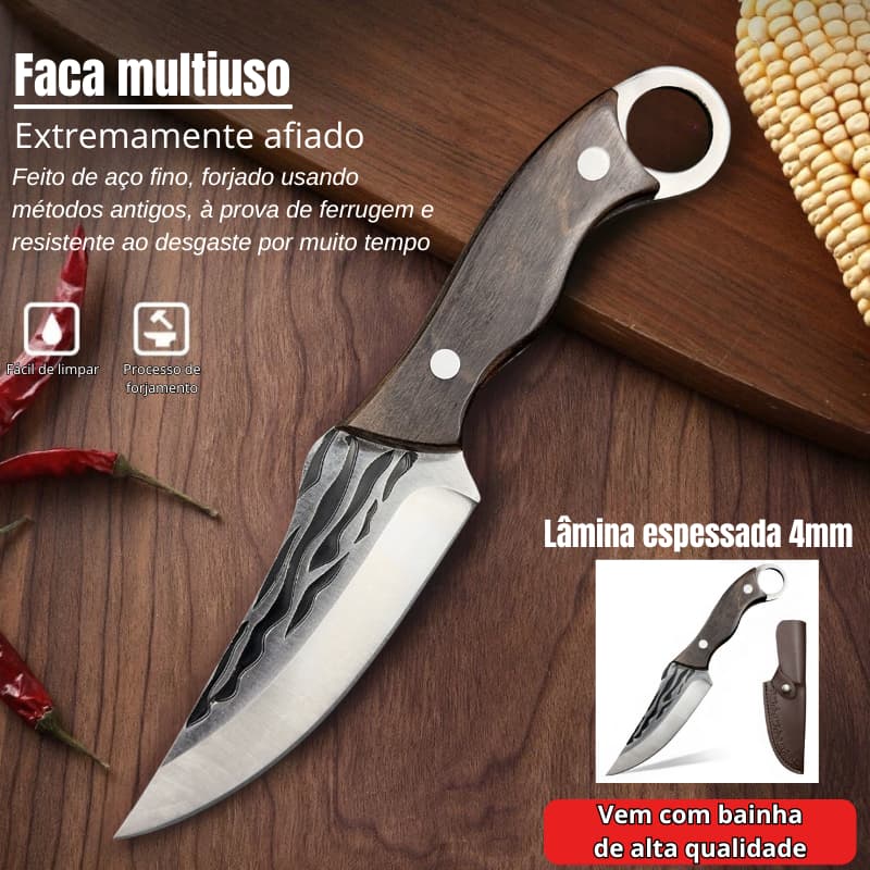 Faca Utilitária Fulltang Inox - Ideal para Churrasco e Pesca