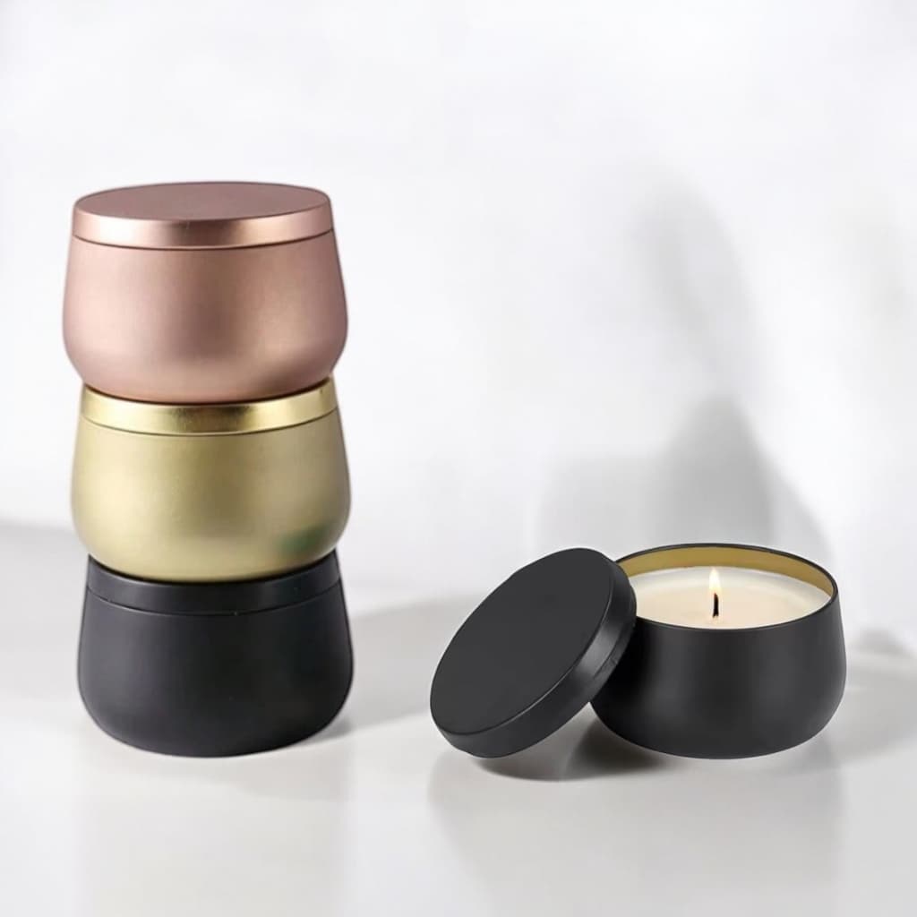 Kit 50 Frascos De Metal 120g Para Velas Artesanais Aromáticas em Latas Pra Gold Rose