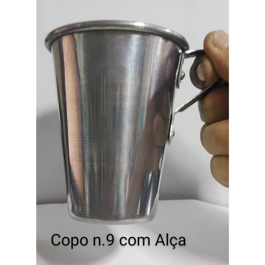 Copo em Alumínio polido, em 2 tamanhos: n.8, 270 ml ,  n.9 300 ml (COM OU SEM ALÇA)