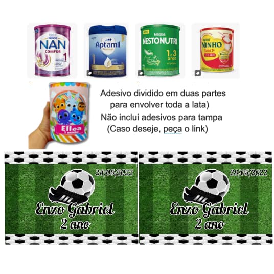Rótulos Adesivos Personalizados Para Lata Leite em pó 800G jogos de futebol