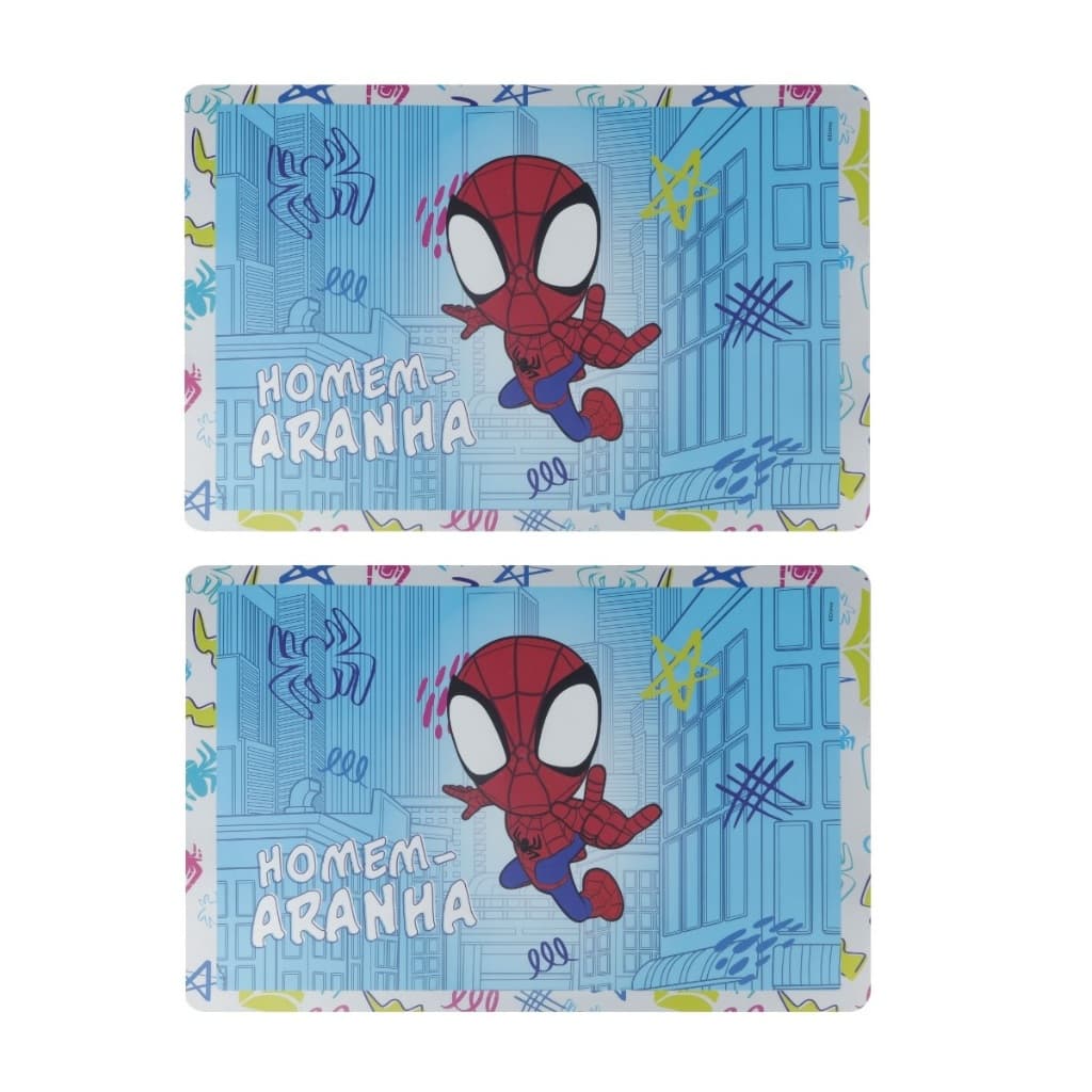 Kit 2 Jogos Americano Infantil Homem Aranha Descanso Prato