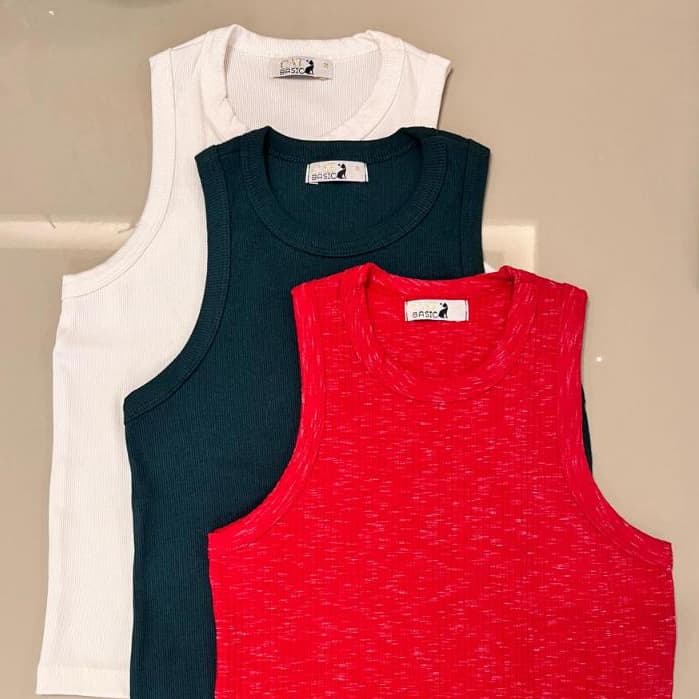 Kit 3 Regatas Femininas Ribana Canelada  Cores Sortidas