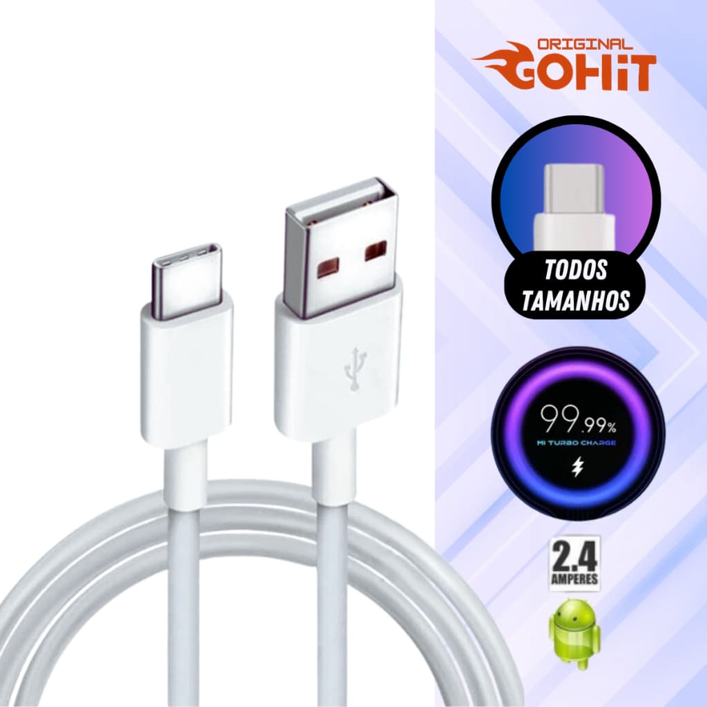 Cabo USB Para Celular TIPO C Turbo IPHONE Lighting V8 Turbo
