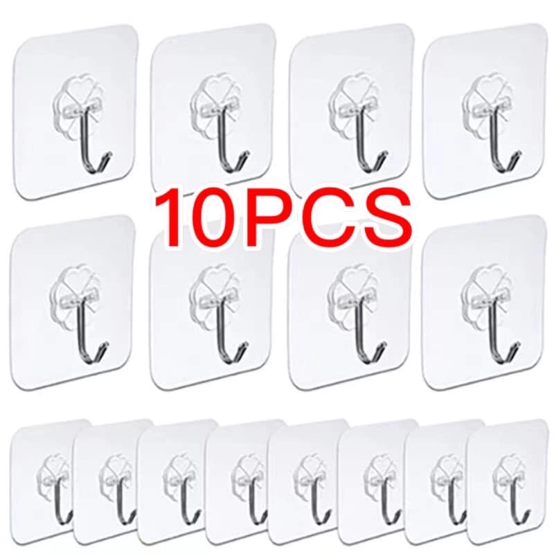 10/15Pcs Gancho Adesivo De Parede Reutilizável Anti-Derrapante Sem Traço Para Cozinha De Banheiro