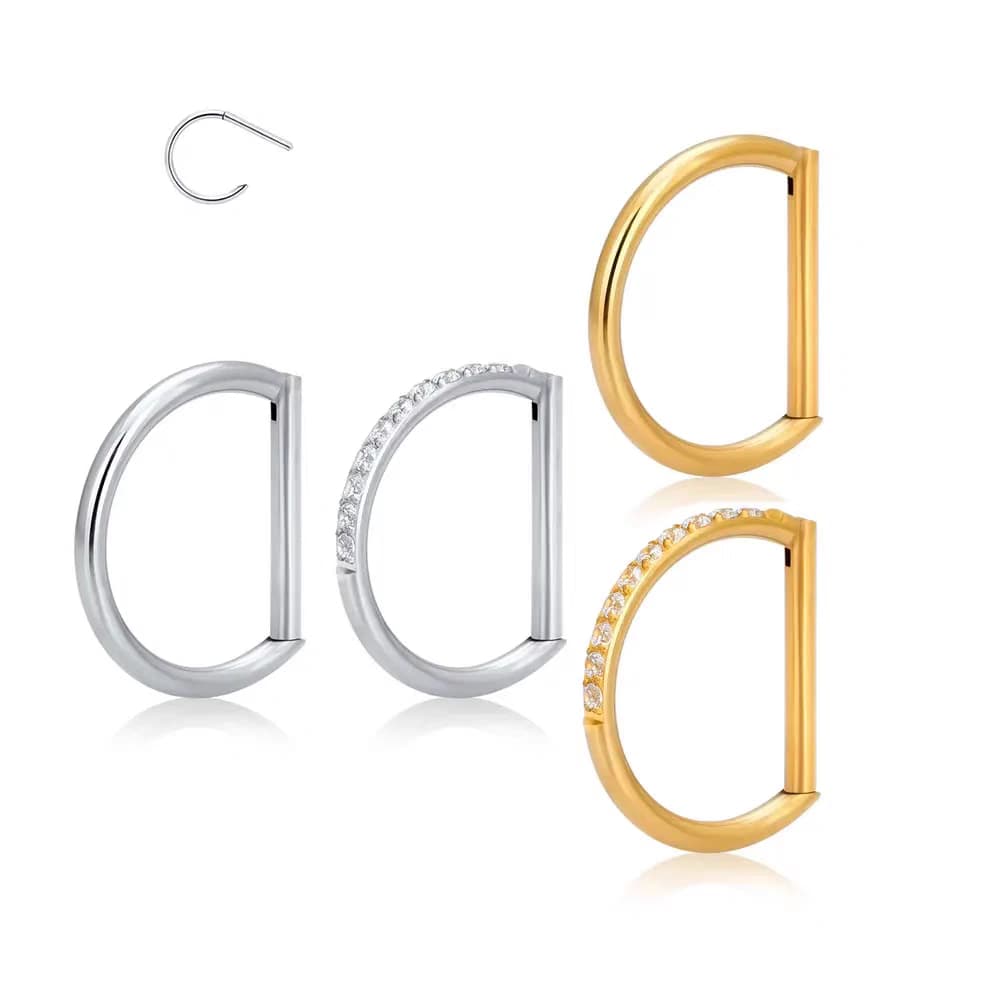 1 Piercing Meia Argola Aço cirúrgico Segmento Articulado Zircônia / Septril, Rook, Conch, piercing corpo