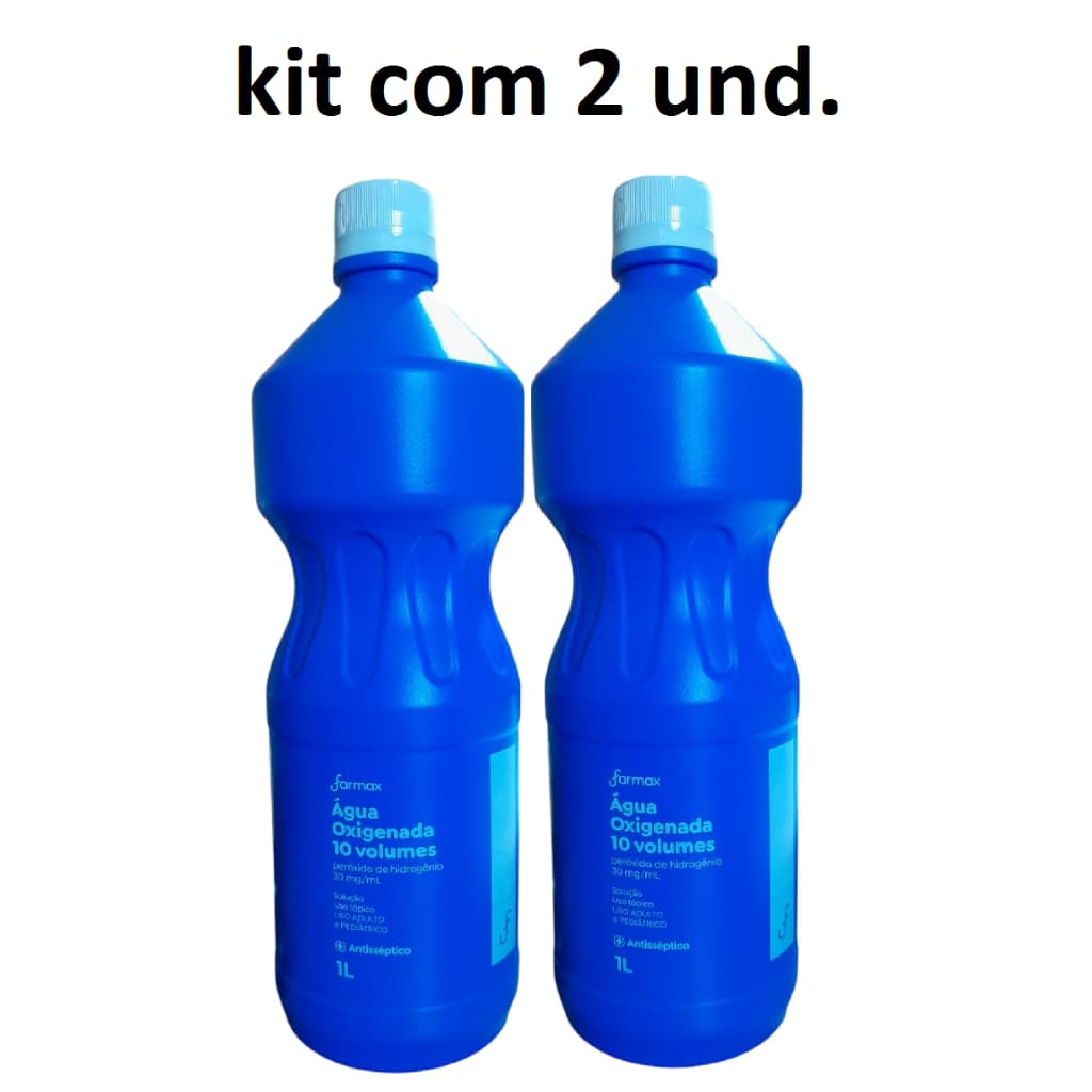 KIT COM 2 Água Oxigenada 10 Volumes Farmax 1 Litro