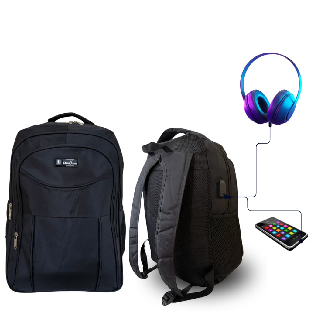 Mochila Bolsa Grande Notbook Impermeável Super Resistente entrada USB e Fone